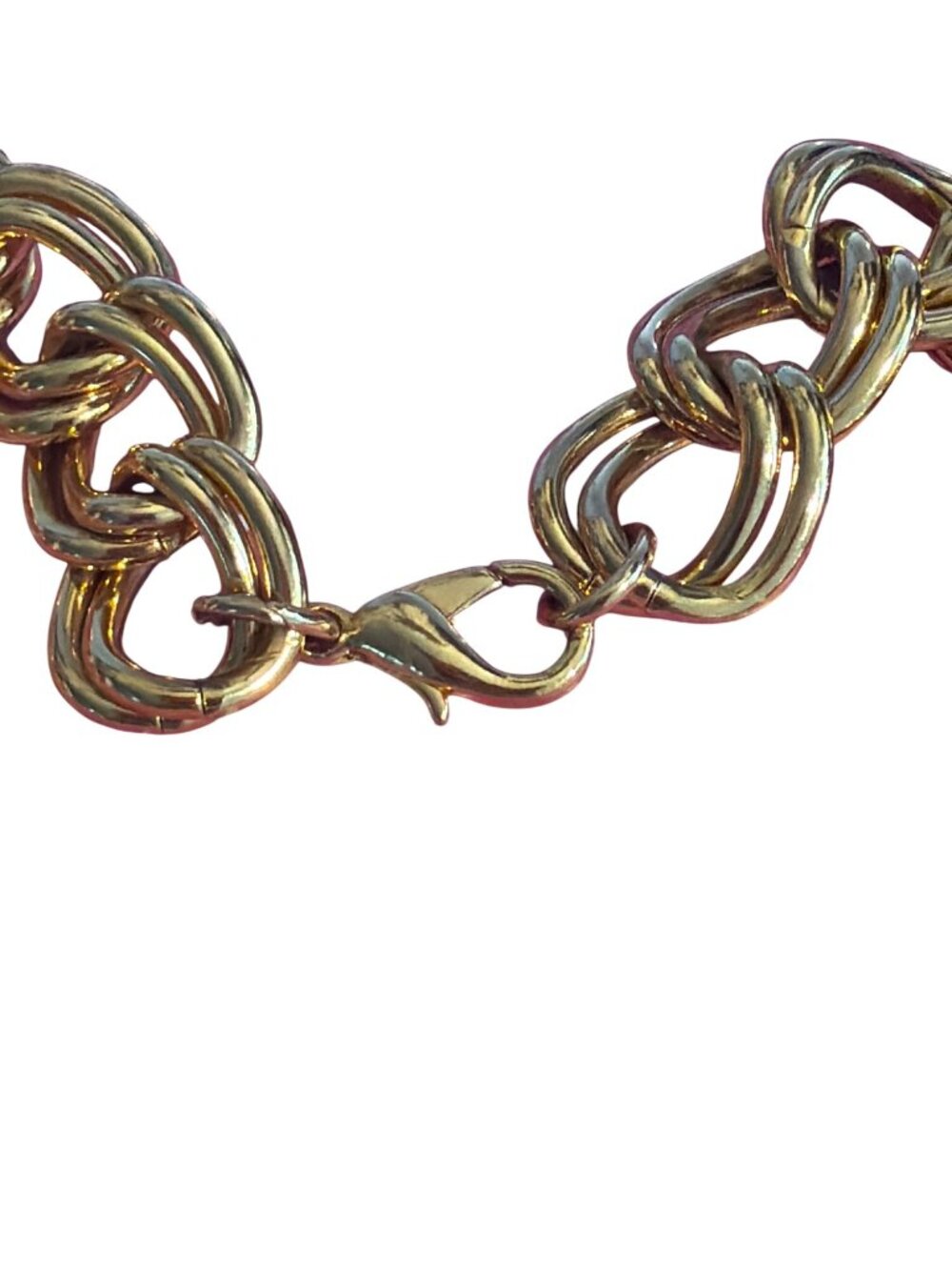 Vintage Gold Tone Double Link Chunky Chain Statement Necklace 18" Layer Estate - Picture 4 of 6